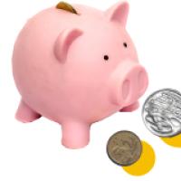 Piggy bank with coins 