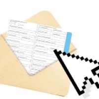 Envelope with a form in it with an online cursor